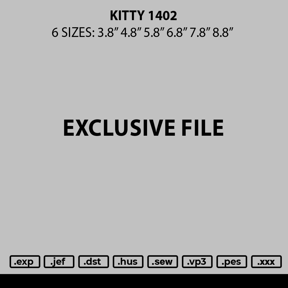 Kitty 1402 Embroidery File  6 sizes