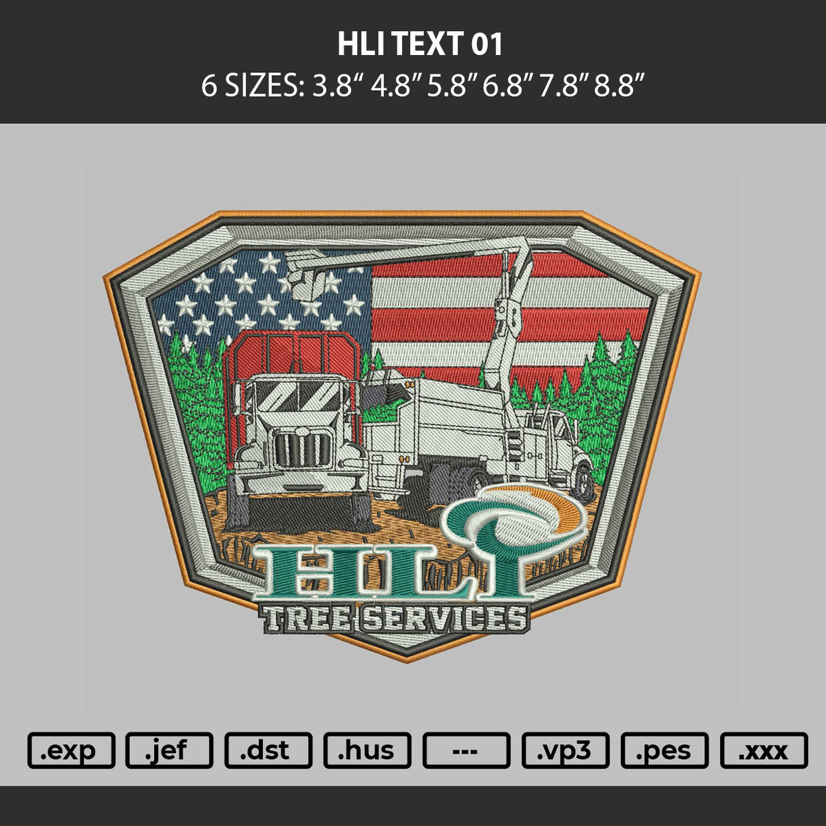 Hli Text 01 Embroidery Machine Design File 6 sizes