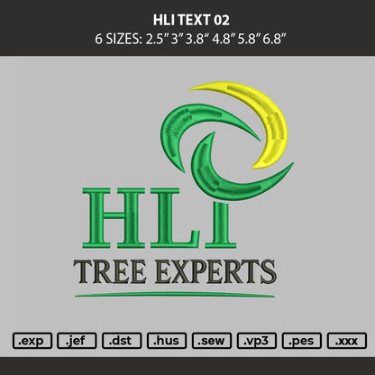 Hli Text 02 Embroidery Machine Design File 6 sizes