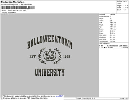 Halloweentown Embroidery File 4 size