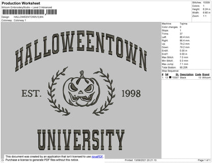 Halloweentown Embroidery File 4 size