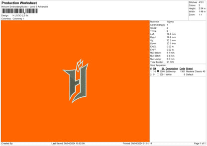H Logo 02 Embroidery File 6 sizes