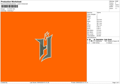 H Logo 02 Embroidery File 6 sizes