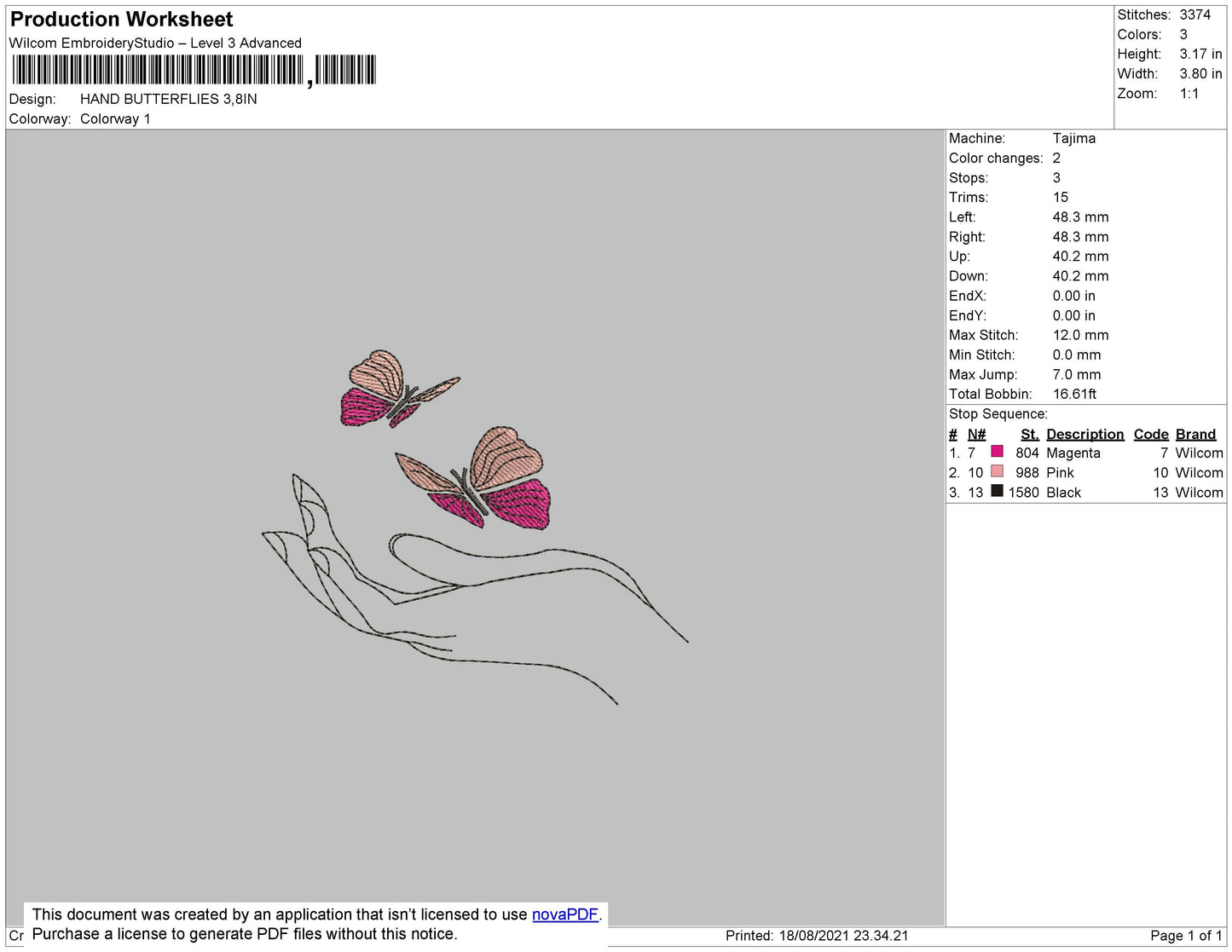 Hand Butterflies Embroidery File 4 size