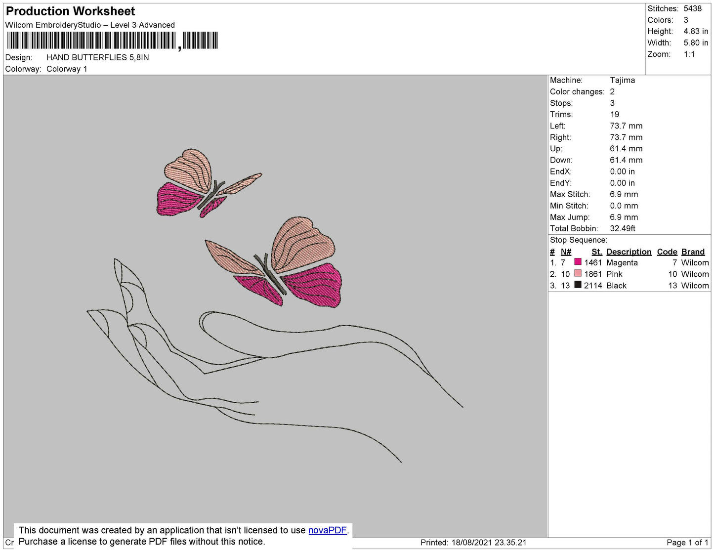 Hand Butterflies Embroidery File 4 size