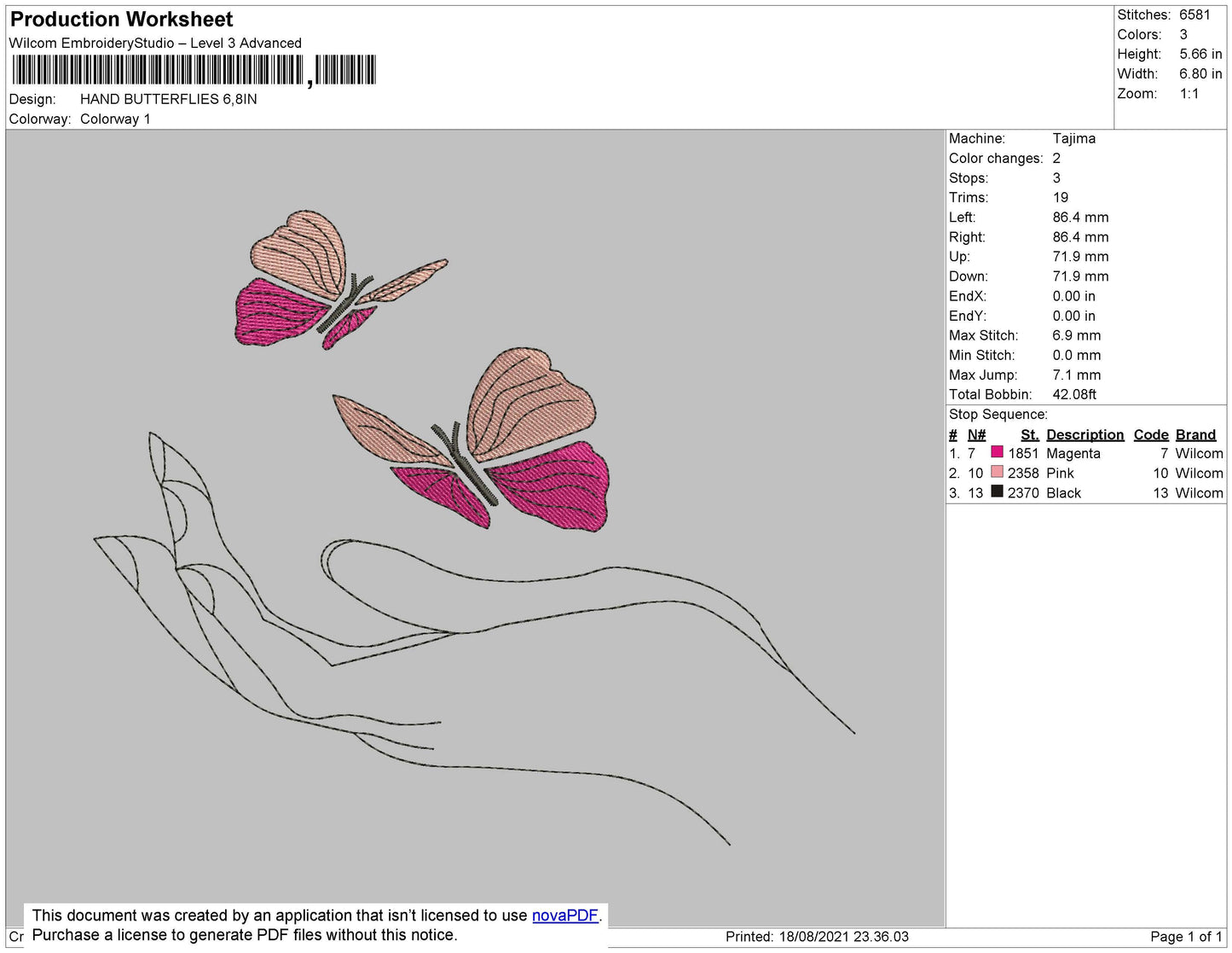 Hand Butterflies Embroidery File 4 size