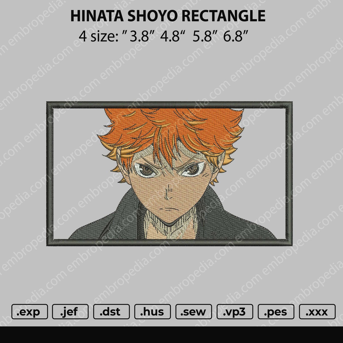 Hinata Shoyo Rectangle Embroidery File 4 size