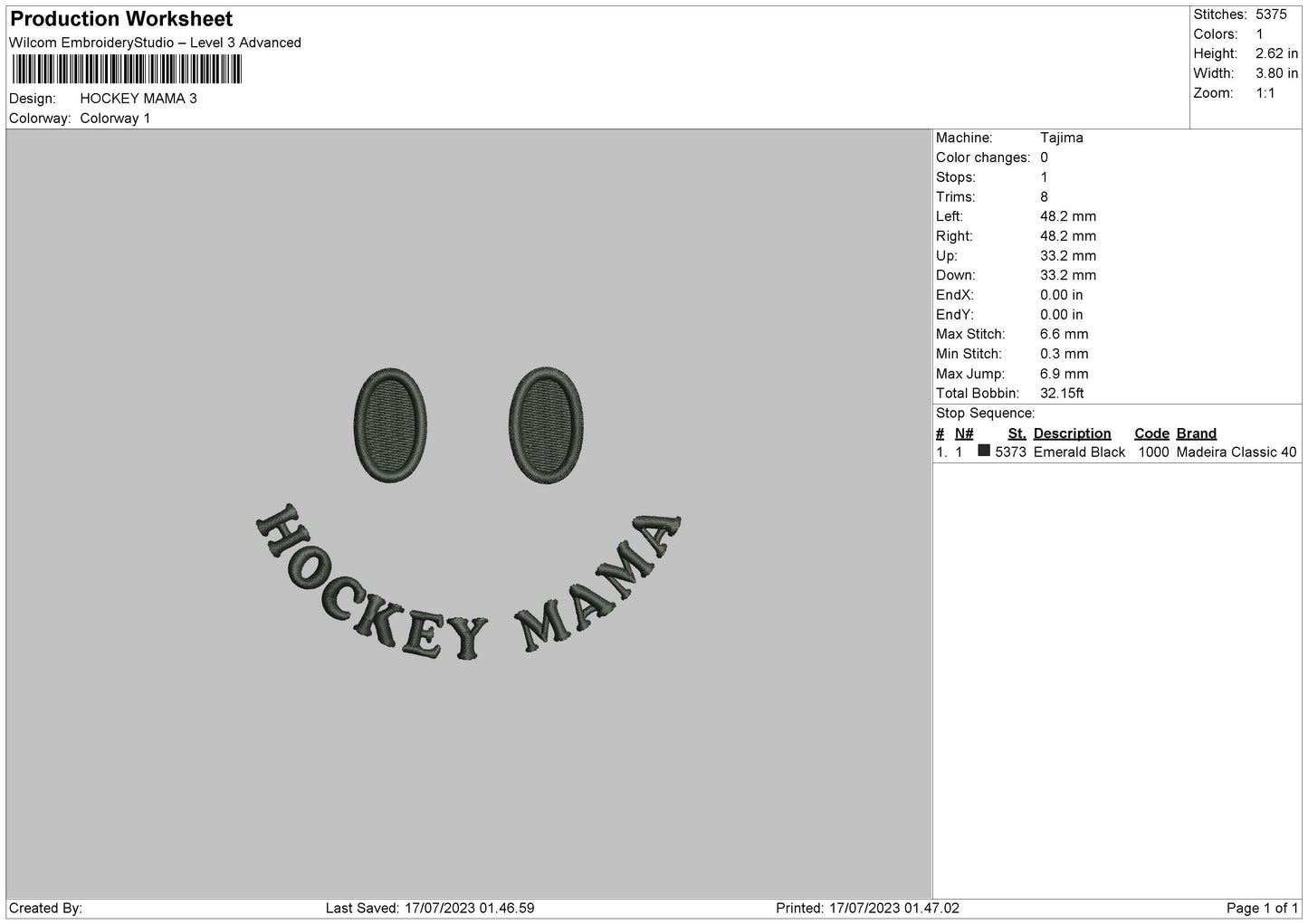 Hockey Mama Embroidery File 6 sizes