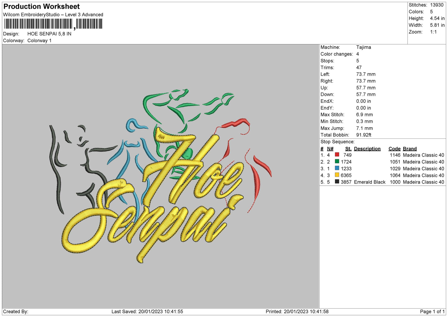 H Senpai Embroidery File 6 sizes