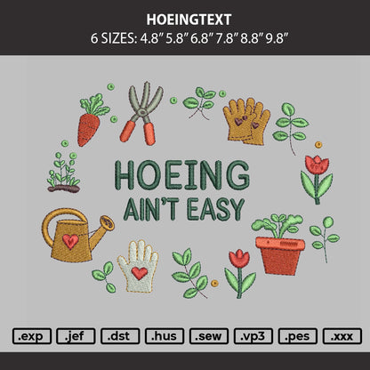 Hong Text Embroidery Machine Design File 6 sizes