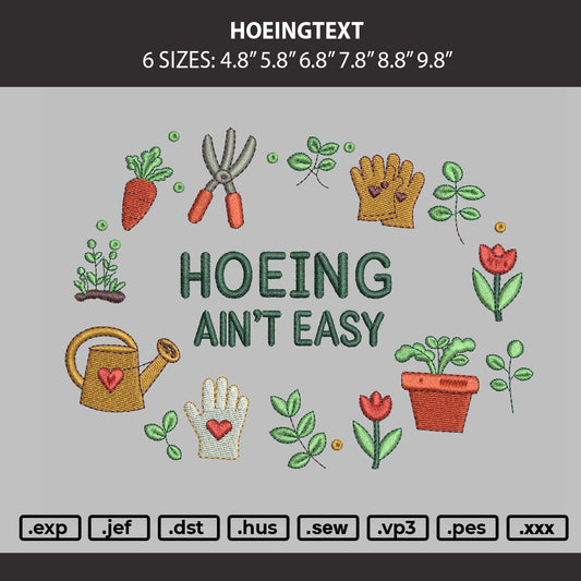 Hong Text Embroidery Machine Design File 6 sizes