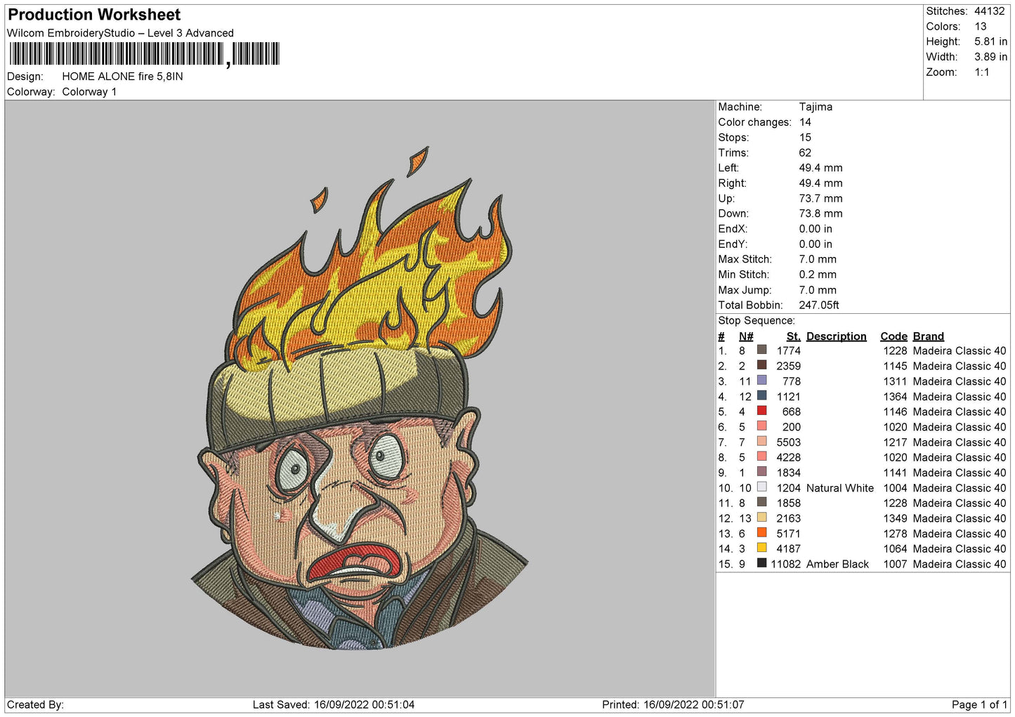 Home Alone Fire Embroidery File 5 sizes