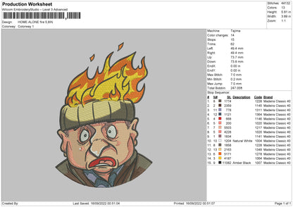 Home Alone Fire Embroidery File 5 sizes