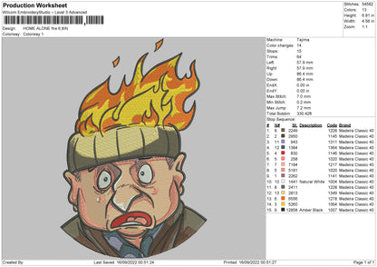 Home Alone Fire Embroidery File 5 sizes