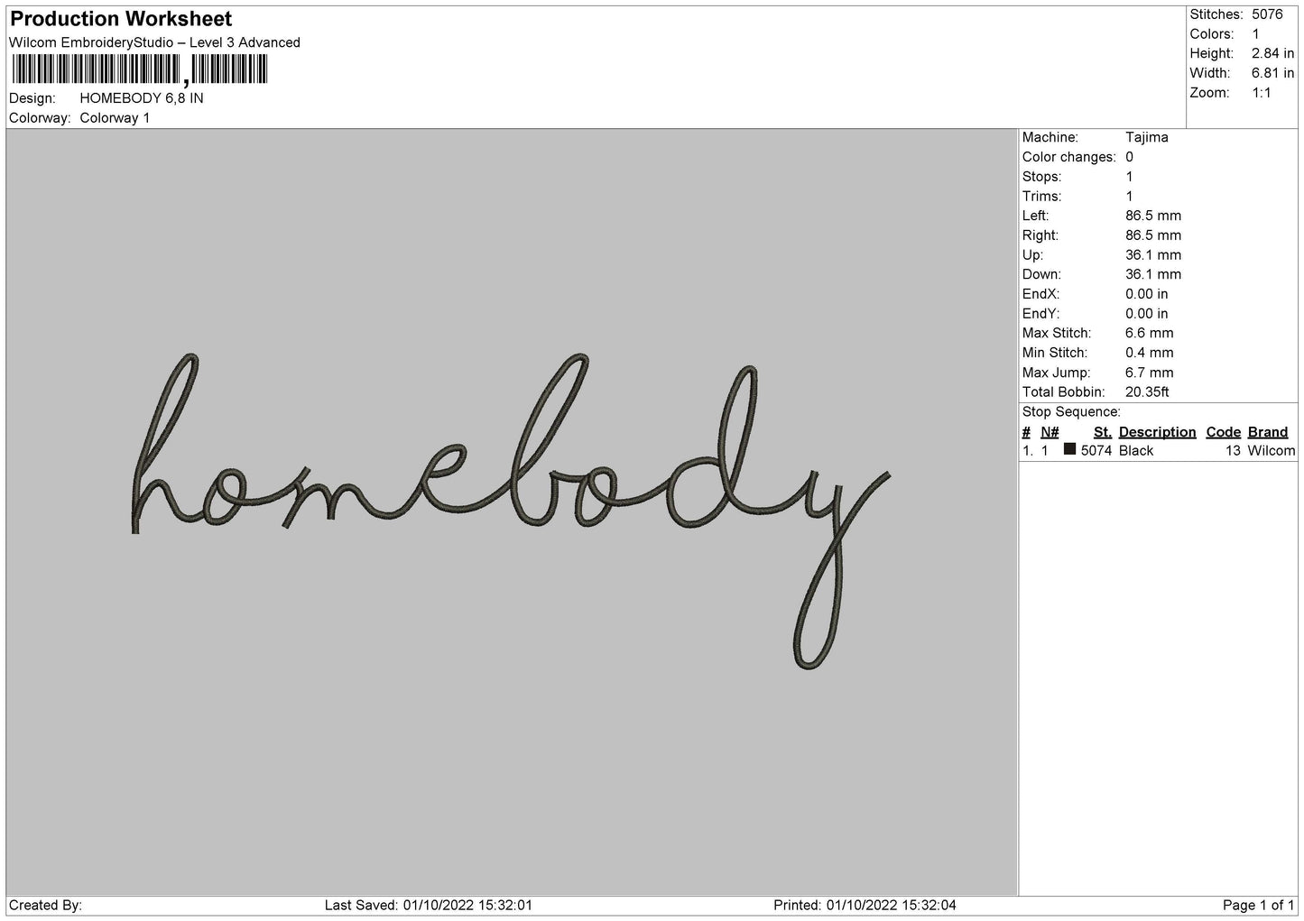 Homebody Embroidery File 5 sizes