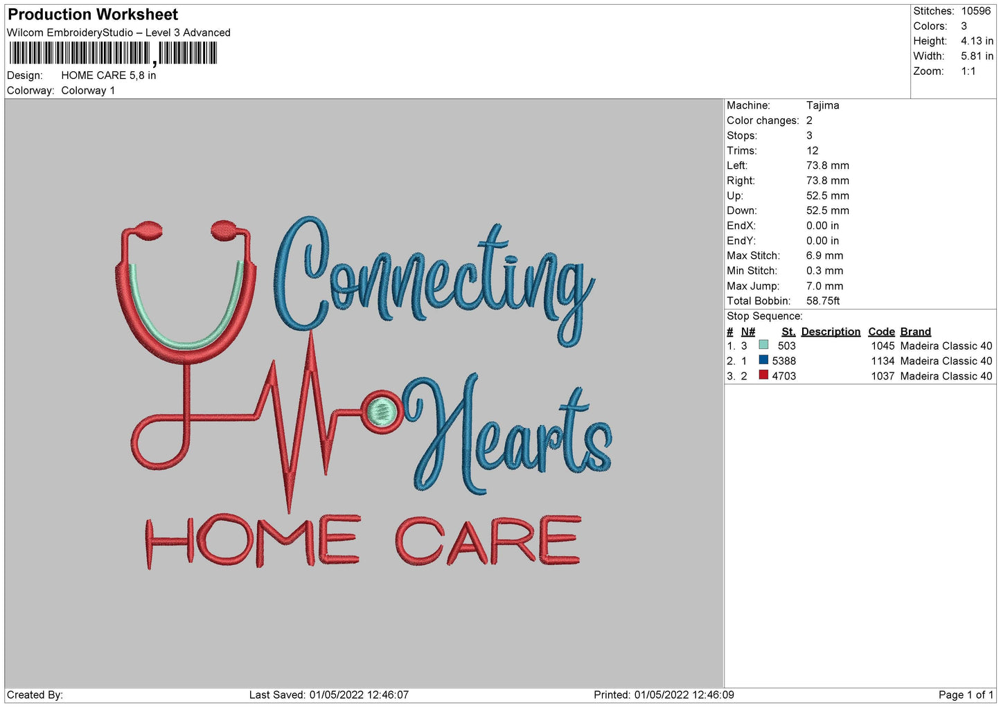 Home Care Embroidery File 4 size