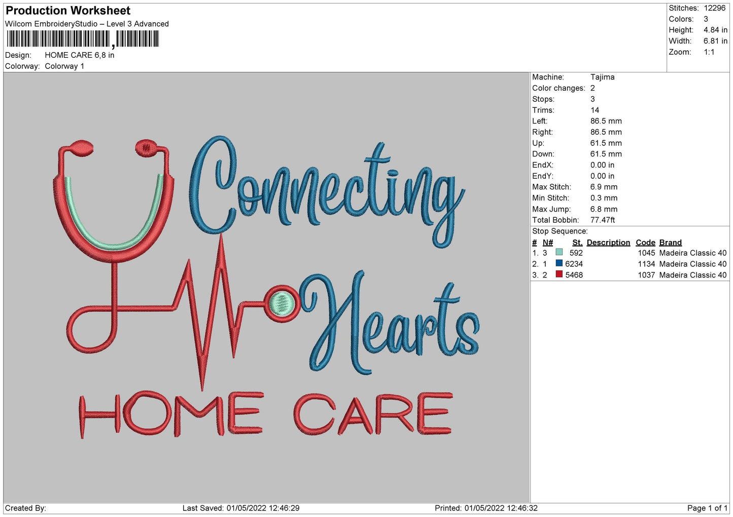 Home Care Embroidery File 4 size