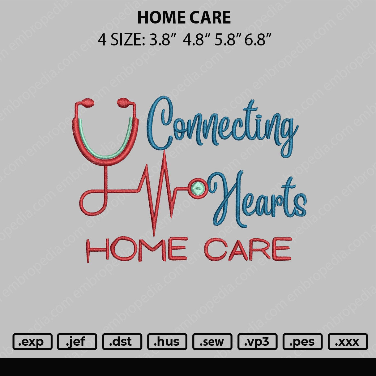 Home Care Embroidery File 4 size