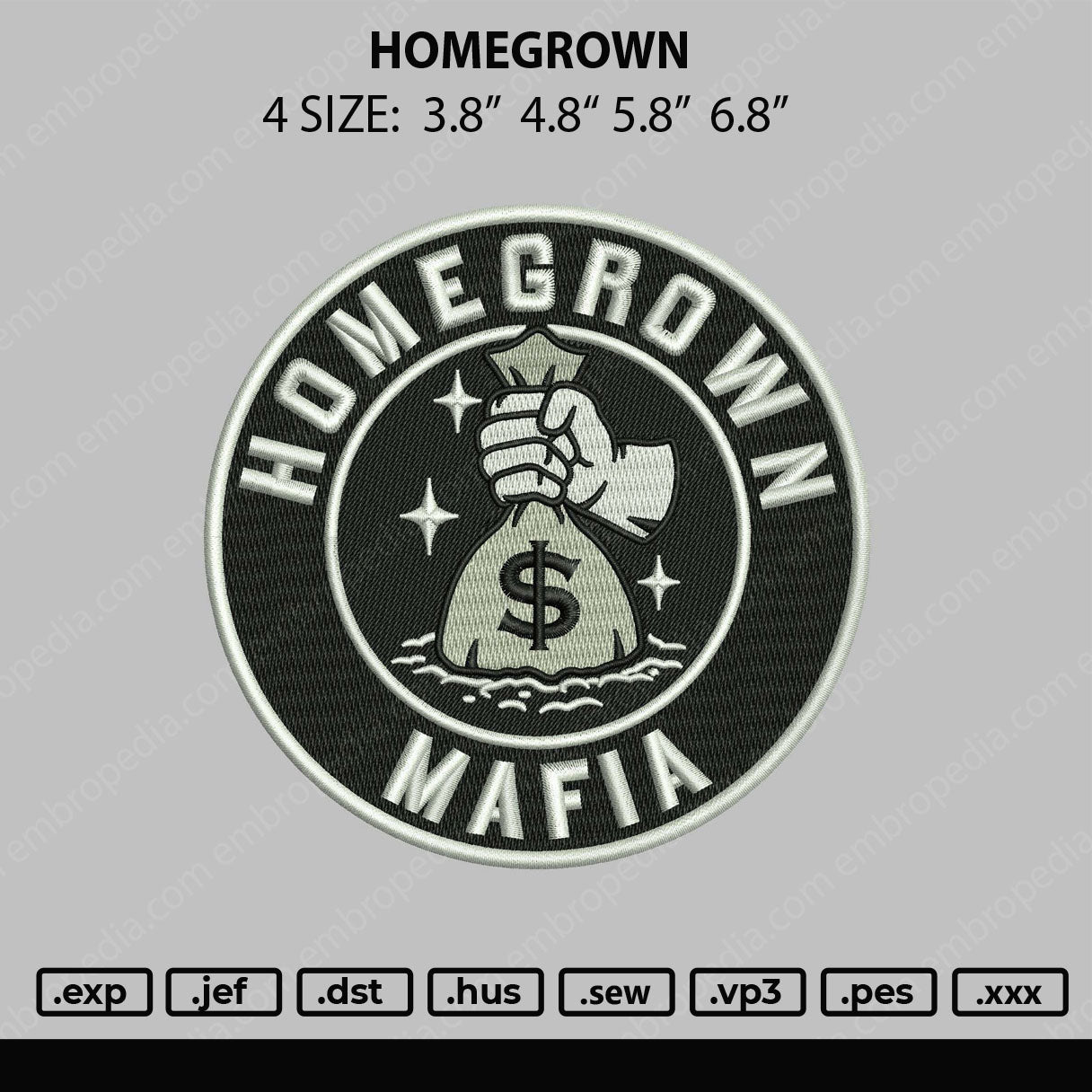 Homegrown Mafia Embroidery File 4 size