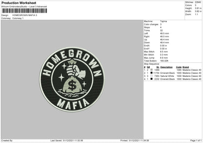 Homegrown Mafia Embroidery File 4 size