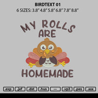 Birdtext 01 Embroidery File 6 sizes