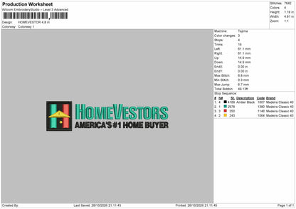 Home Text 2610 Embroidery Machine Design File 6 sizes