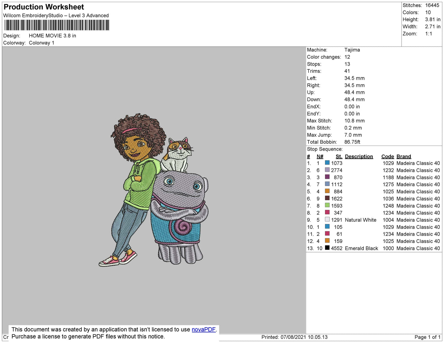 Home Movie Embroidery File 5 size