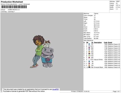 Home Movie Embroidery File 5 size
