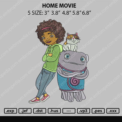 Home Movie Embroidery File 5 size