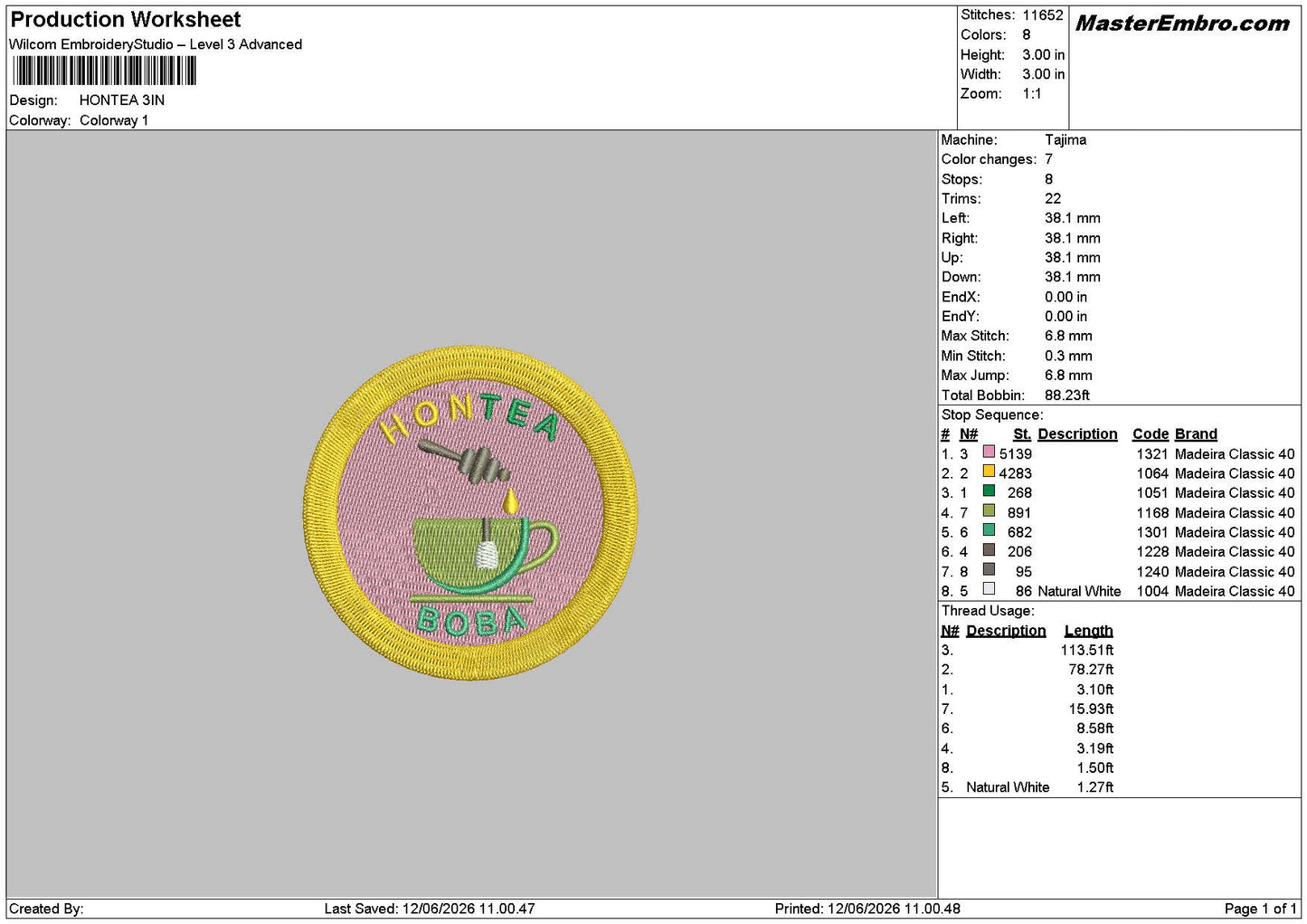 HONTEA Embroidery Machine Design File