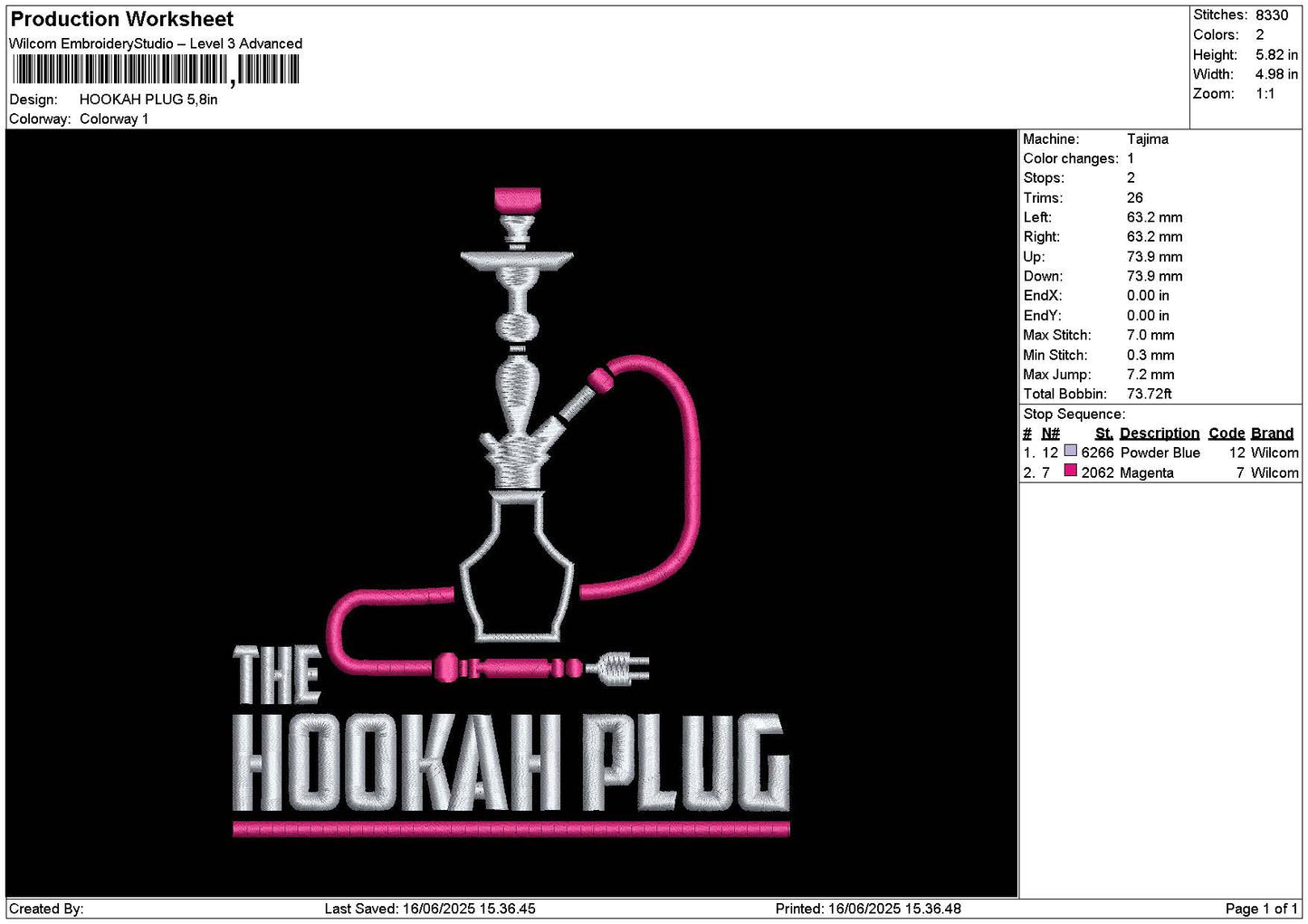 Hookahtext Embroidery File 6 sizes
