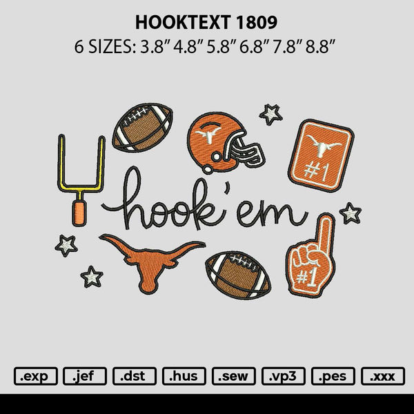 Hooktext 1908 Embroidery File 6 sizes