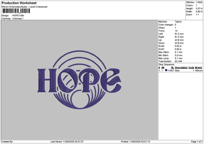 Hopetext 1105 Embroidery File 6 sizes
