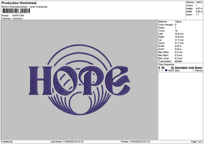 Hopetext 1105 Embroidery File 6 sizes