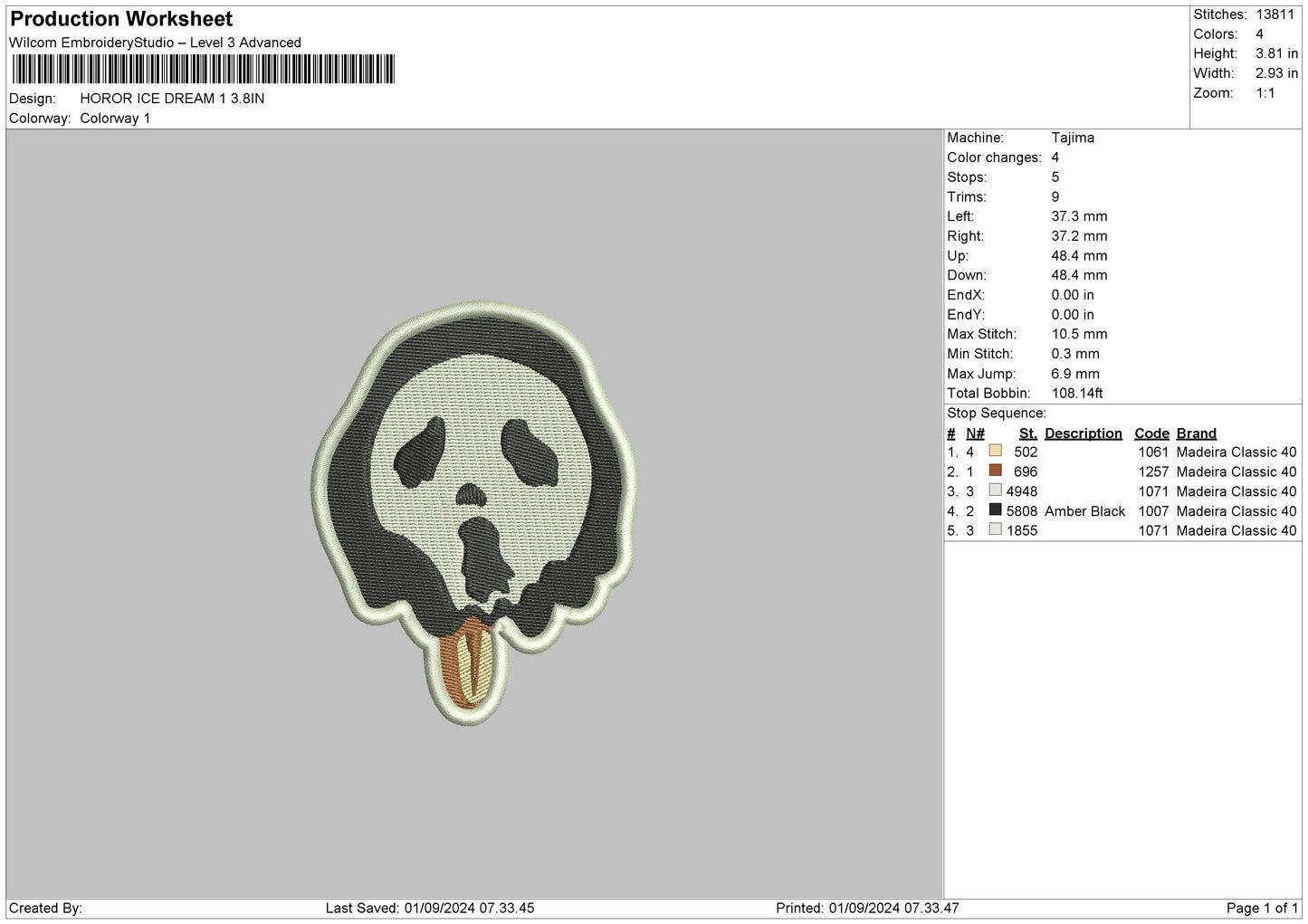Ghost Ice 01 Embroidery File 6 sizes