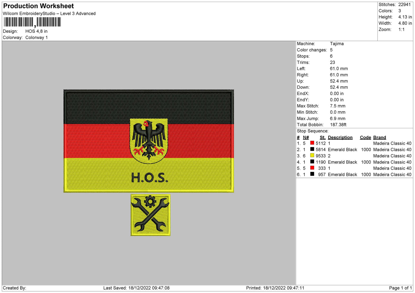 Hos Embroider File 6 sizes