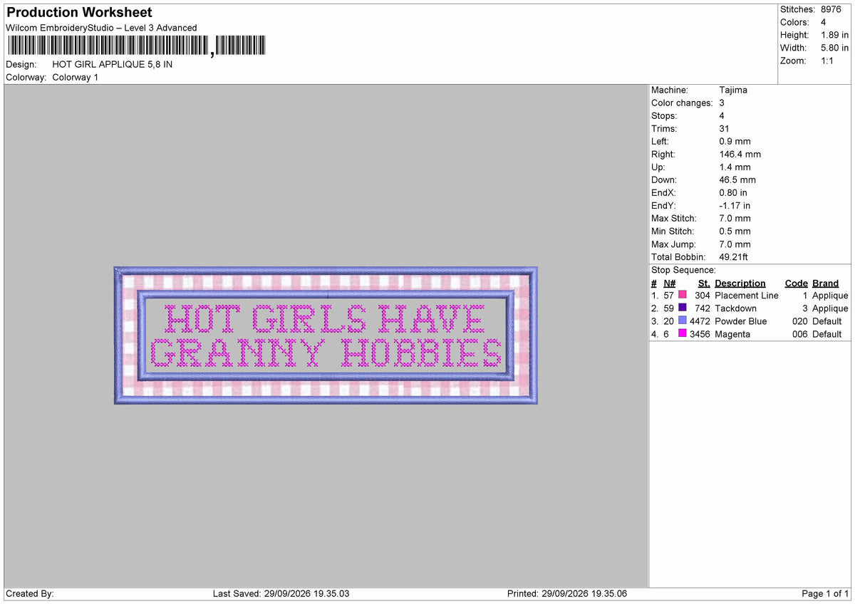 Girls Text Applique Embroidery Machine Design File 6 sizes