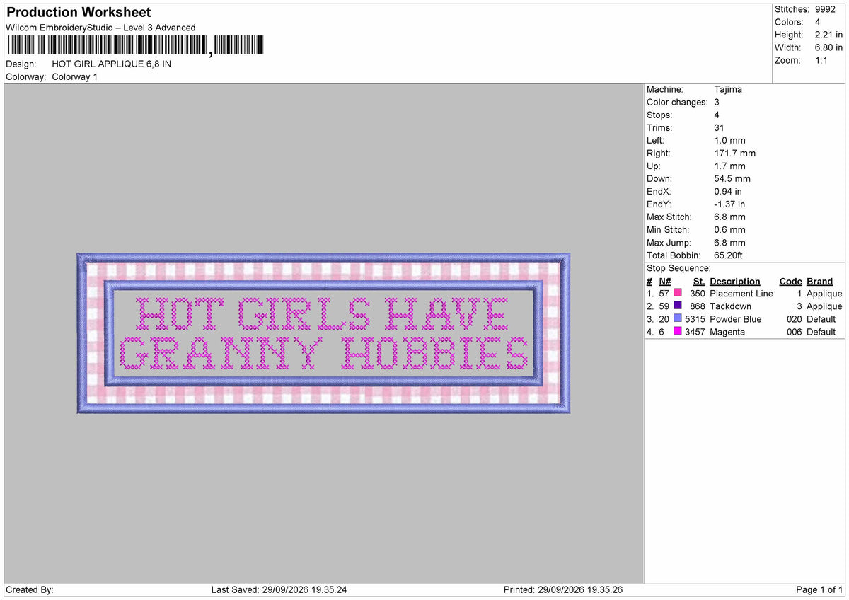 Girls Text Applique Embroidery Machine Design File 6 sizes