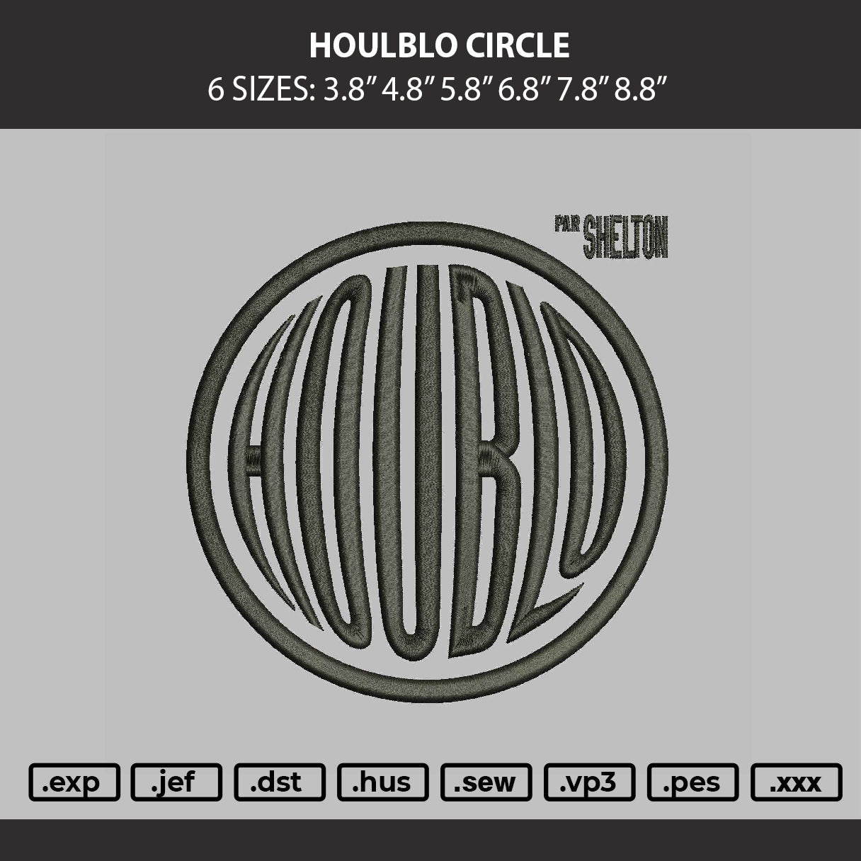 Huoblo Circle Embroidery Machine Design File 6 sizes