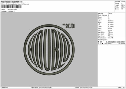 Huoblo Circle Embroidery Machine Design File 6 sizes