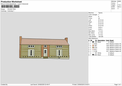 House 2308 Embroidery Machine Design File 6 sizes