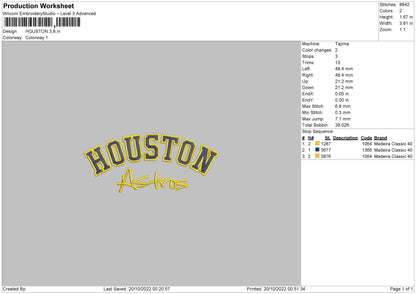 Houston Astros Embroidery File 6 sizes