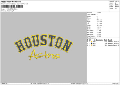 Houston Astros Embroidery File 6 sizes