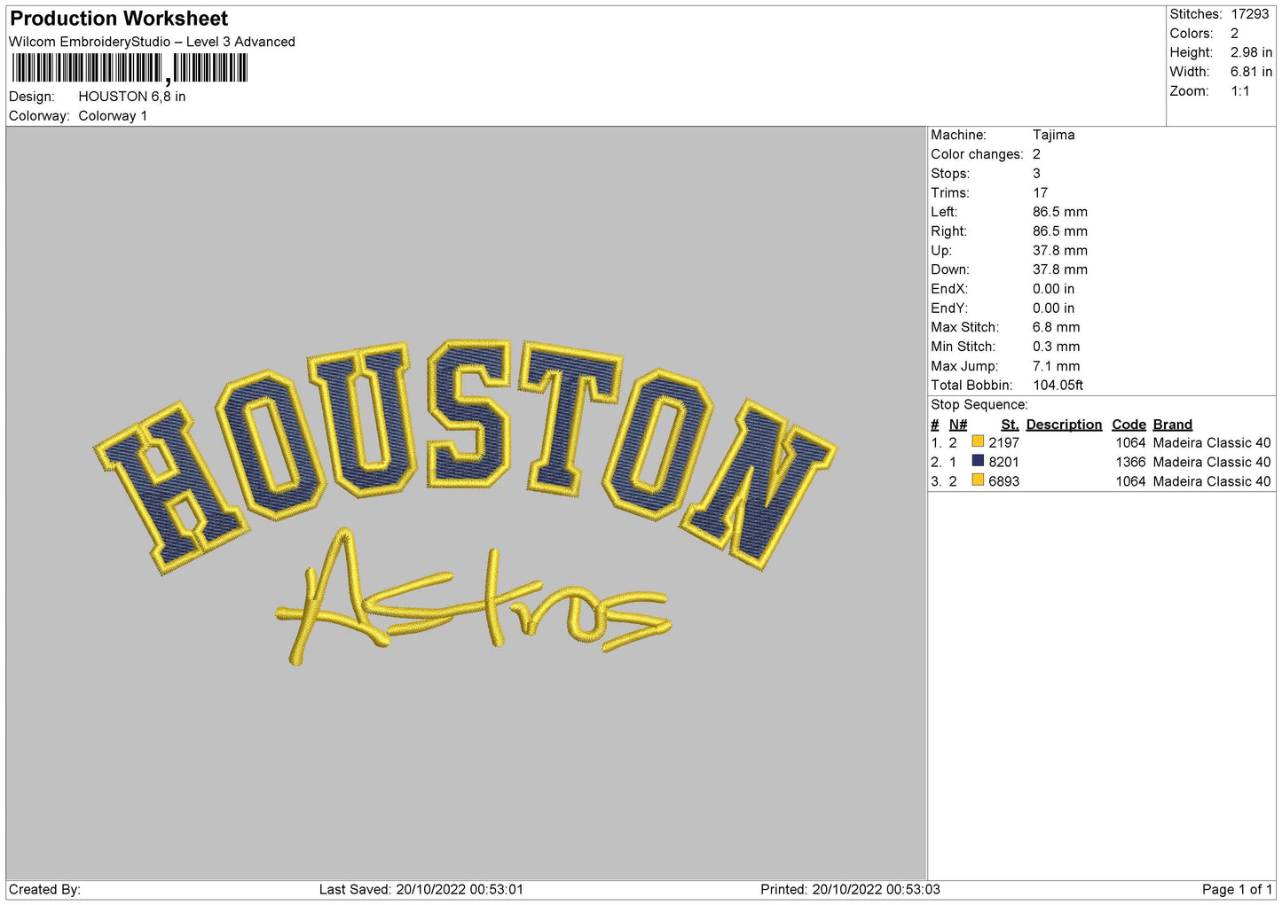Houston Astros Embroidery File 6 sizes