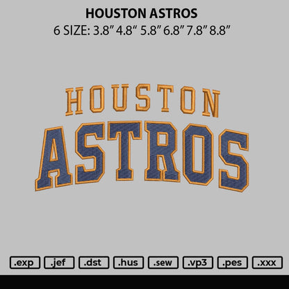 Houston Astros Embroidery File 6 sizes