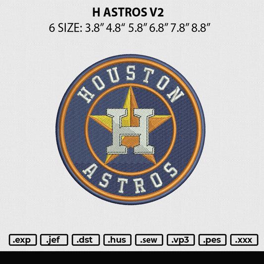 H Astros V2 Embroidery File 6 sizes