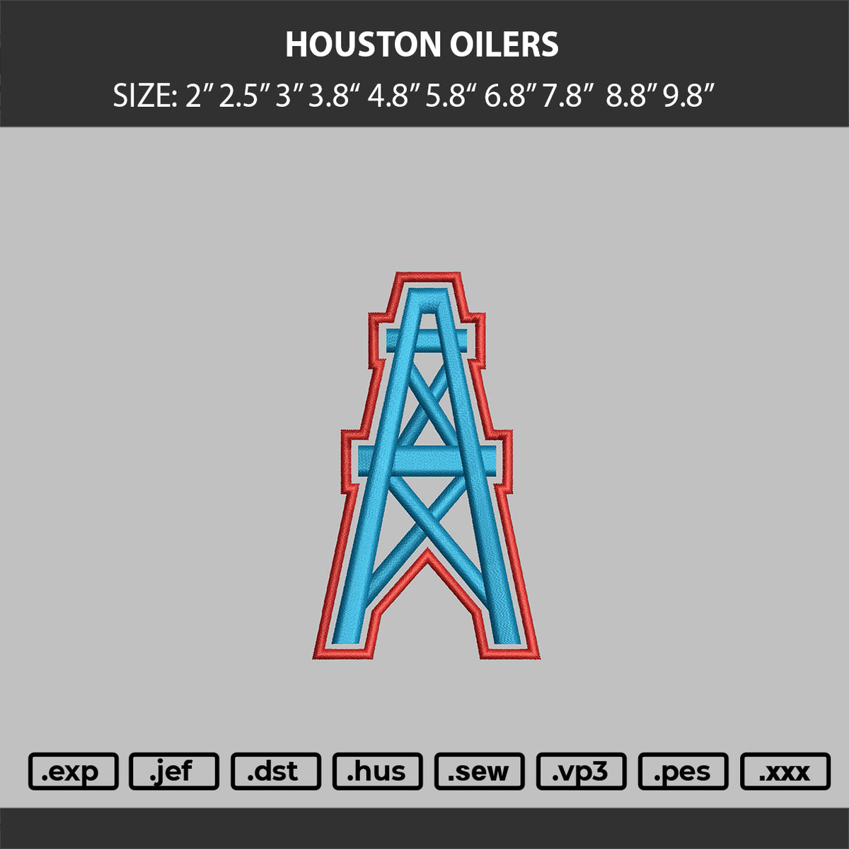 Houston Oilers logo Embroidery Machine Design Files
