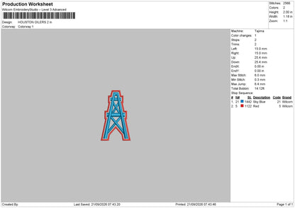 Houston Oilers logo Embroidery Machine Design Files