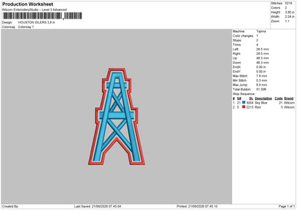 Houston Oilers logo Embroidery Machine Design Files