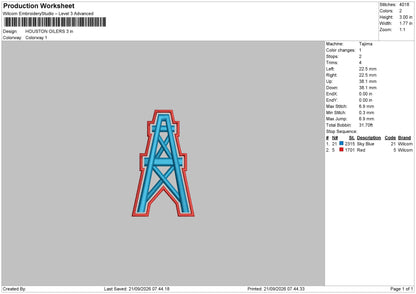 Houston Oilers logo Embroidery Machine Design Files